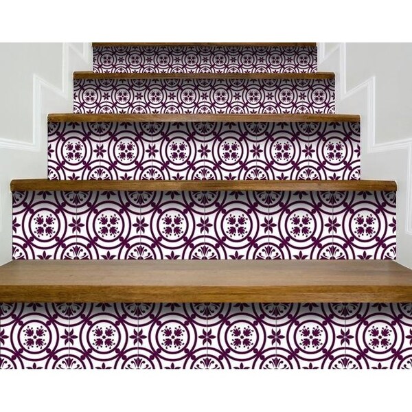 Homeroots 6 x 6 in. Merlot Lisa Violet Removable Peel & Stick Tiles - 400392