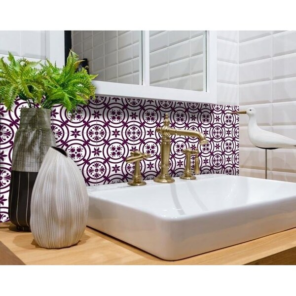 Homeroots 6 x 6 in. Merlot Lisa Violet Removable Peel & Stick Tiles - 400392
