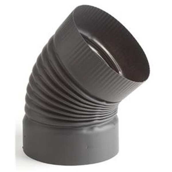 Integra Miltex Selkirk Corporation 2711 7 Inch  Heat-fab 22-ga Welded Black Stovepipe  45 Deg Corrugated  Nonajustable Elbow - 21190