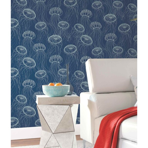 York Wallcoverings Atolla Blue Wallpaper - CM3326