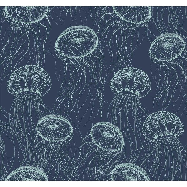 York Wallcoverings Atolla Blue Wallpaper - CM3326