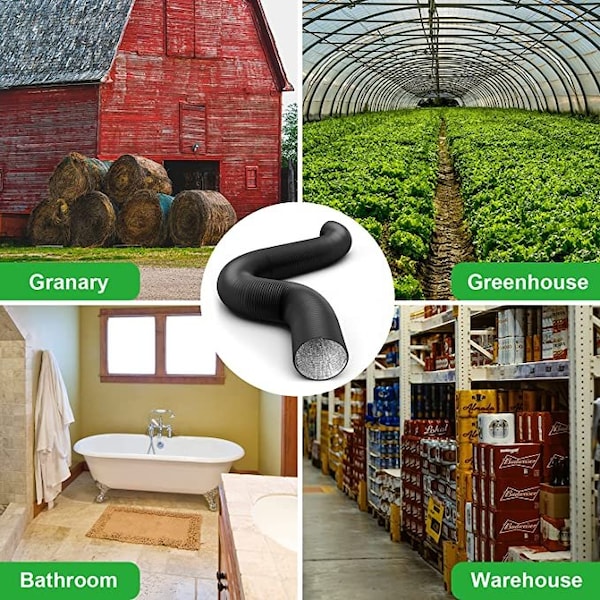 Ipower 12 inch 25 feet  PVC ducting, Black(Environmental protection materials) - GLDUCT12X25CPVCBLK