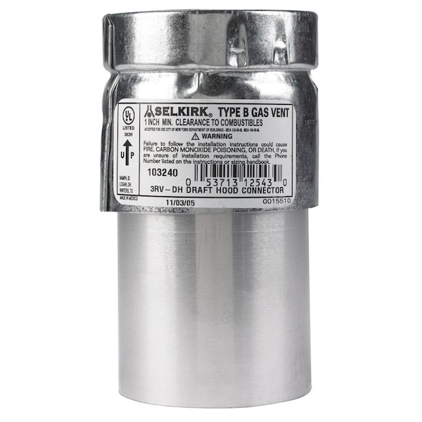 Selkirk Selkirk Adjustable 3 in. D Aluminum/Galvanized Steel Draft Hood Connector - 103240
