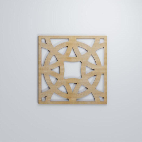 Ekena Millwork Medium Brownsville Decorative Fretwork Wood Wall Panels, Hickory, 15 3/8"W x 15 3/8"H x 3/8"T - WALW16X16X0375BNEHI