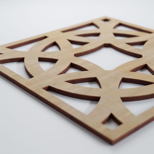 Ekena Millwork Medium Brownsville Decorative Fretwork Wood Wall Panels, Hickory, 15 3/8"W x 15 3/8"H x 3/8"T - WALW16X16X0375BNEHI