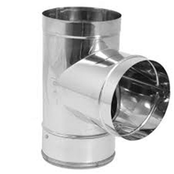 Keen 6 dia. DuraBlack Stove Pipe Single Wall Tee with Clean - Stainless Steel - KE2547618