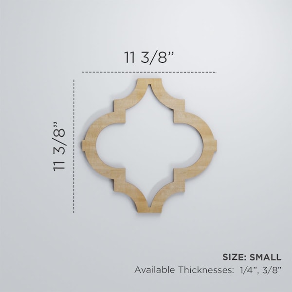Ekena Millwork Small Marrakesh Decorative Fretwork Wood Wall Panels, Wood (Paint Grde), 11 3/8"W x 11 3/8"H x 3/8"T - WALW12X12X0375MRKMF