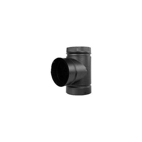 Selkirk Smoke/Stove Pipe Tee with Cap, Double Wall, Black Matte Finish, 6 In. - DSP6TE-1