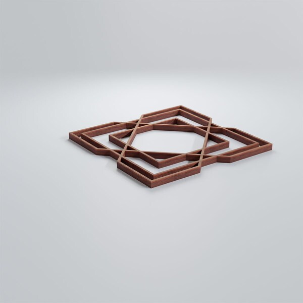 Ekena Millwork Extra Small Lakewood Decorative Fretwork Wood Wall Panels, Walnut, 7 3/8"W x 7 3/8"H x 3/8"T - WALW08X08X0375LWDWA