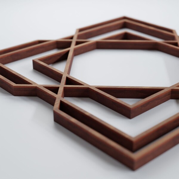 Ekena Millwork Extra Small Lakewood Decorative Fretwork Wood Wall Panels, Walnut, 7 3/8"W x 7 3/8"H x 3/8"T - WALW08X08X0375LWDWA