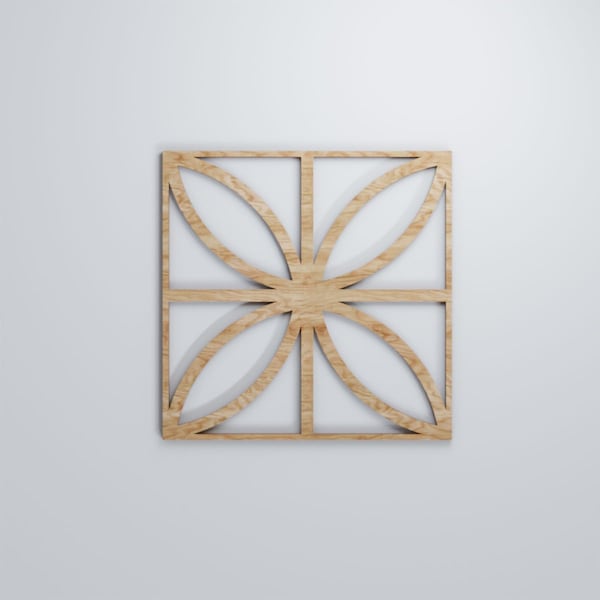 Ekena Millwork Medium Swansea Decorative Fretwork Wood Wall Panels, Red Oak, 15 3/8"W x 15 3/8"H x 3/8"T - WALW16X16X0375SWNRO
