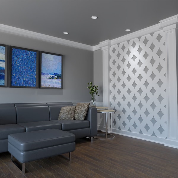 Ekena Millwork Small Gresham Decorative Fretwork Wall Panels in Architectural Grde PVC, 11 3/8"W x 11 3/8"H x 3/8"T - WALP12X12GSH