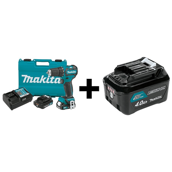 Makita 12V max CXT Cordless Drill/Driver, 3/8 in, 12V DC - FD07R1 + BL1041B