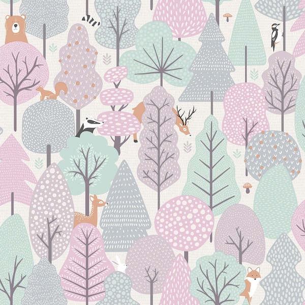 Manhattan Comfort Jackson Quillen Pink Forest 33 ft L X 209 in W Wallpaper - BR4060-51603