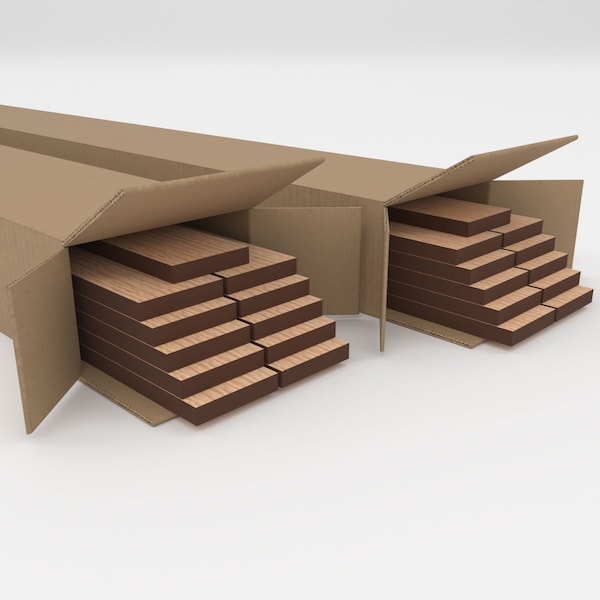 Ekena Millwork 94H x 3/8T Adjustable Wood Slat Wall Panel Kit w/ 2W Slats, Hickory contains 22 Slats - SWW66X94X0375HI