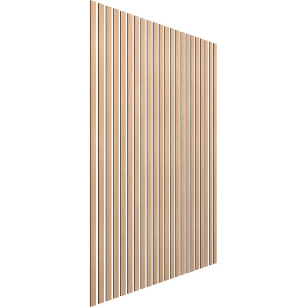 Ekena Millwork 94H x 3/8T Adjustable Wood Slat Wall Panel Kit w/ 2W Slats, Hickory contains 22 Slats - SWW66X94X0375HI