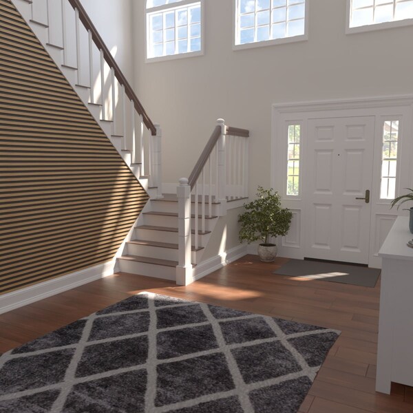 Ekena Millwork 48H x 3/8T Adjustable Wood Slat Wall Panel Kit w/ 1W Slats, Maple contains 42 Slats - SWW84X48X0375MA