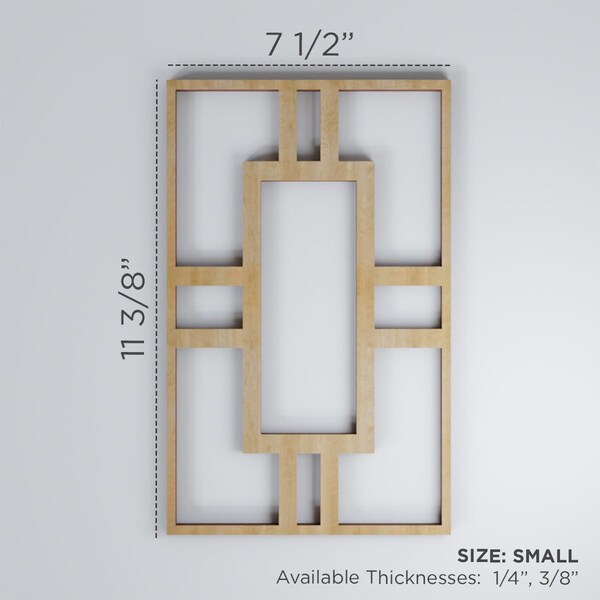 Ekena Millwork Small Hastings Decorative Fretwork Wood Wall Panels, Hickory, 7 1/2"W x 11 3/8"H x 3/8"T - WALW12X12X0375HASHI