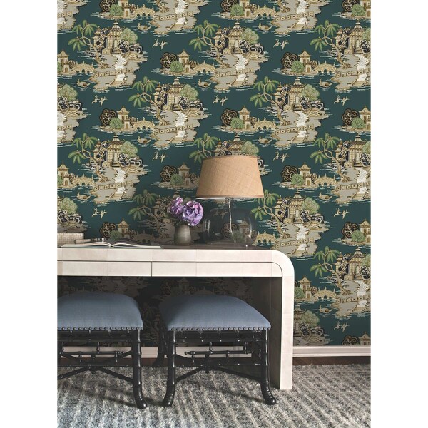 York Wallcoverings Pagoda And Sampan Scenic Forest Wallpaper - RT7903