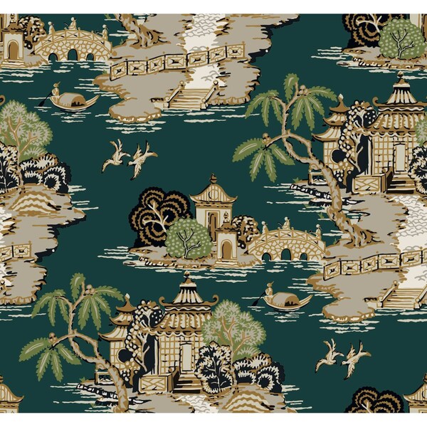 York Wallcoverings Pagoda And Sampan Scenic Forest Wallpaper - RT7903