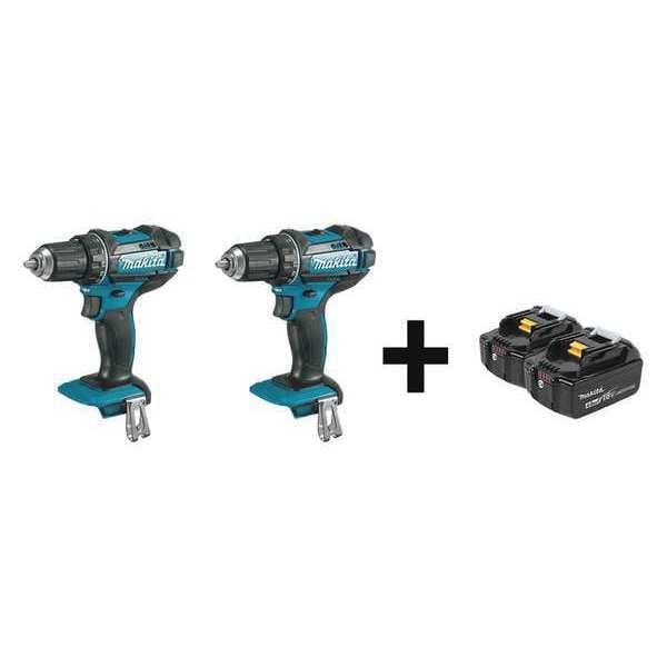 Makita 18V LXT Drill Kit, 1/2 in, 18V DC, Battery Included Cordless Drill - XFD10Z, XFD10Z + BL1840B-2