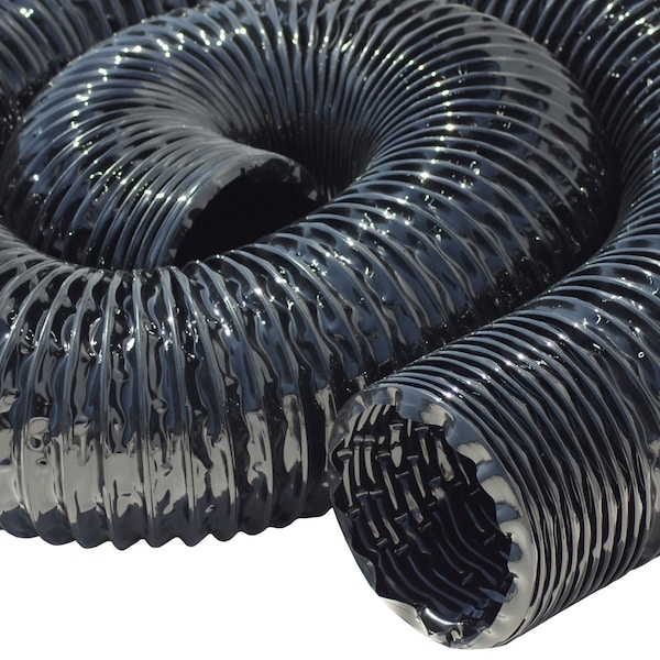 Rubber-Cal XPU 708, PU Flexible Duct, Black, 6in x 25ft - 01-204-6-25