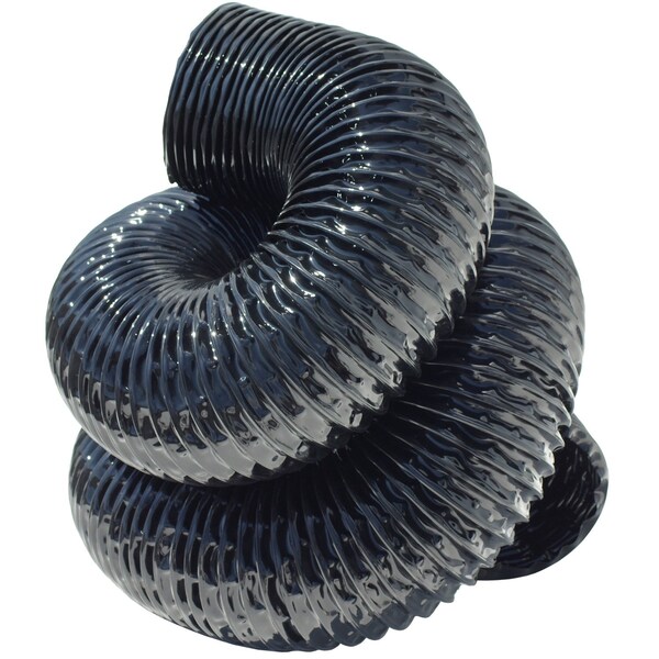 Rubber-Cal XPU 708, PU Flexible Duct, Black, 6in x 25ft - 01-204-6-25