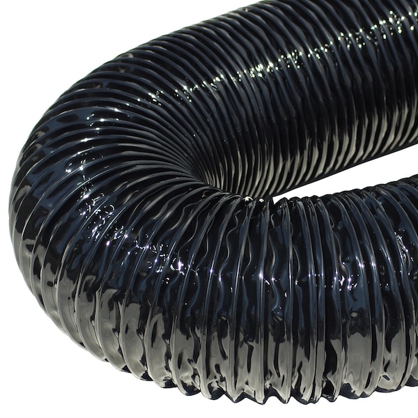 Rubber-Cal XPU 708, PU Flexible Duct, Black, 6in x 25ft - 01-204-6-25