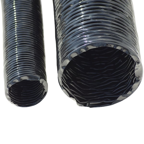 Rubber-Cal XPU 708, PU Flexible Duct, Black, 6in x 25ft - 01-204-6-25