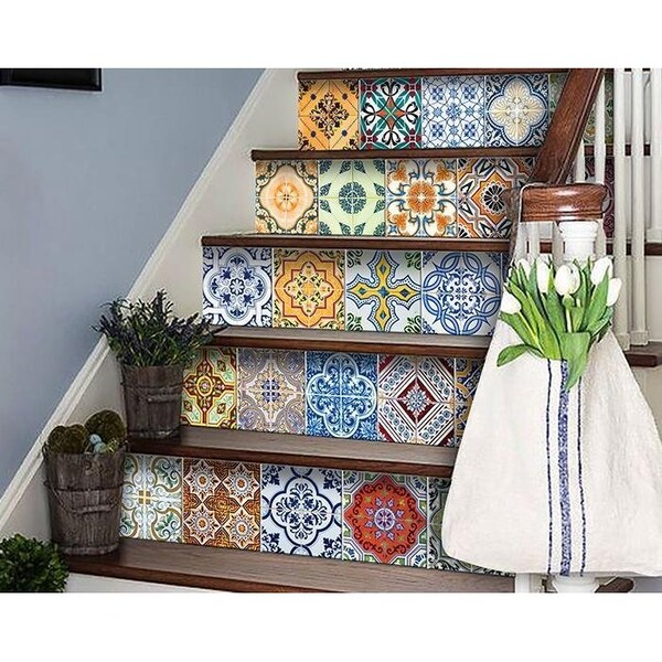 Homeroots 8 x 8 in. Josephina Multi Yellow Mosaic Peel & Stick Tiles - 400369