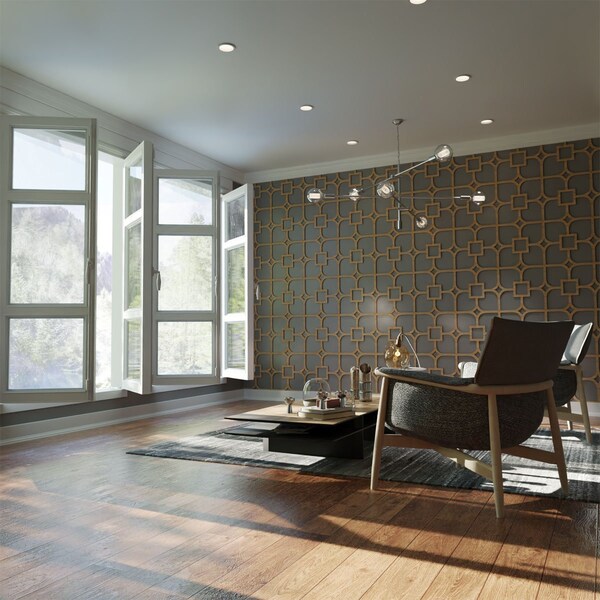Ekena Millwork Medium Olivia Decorative Fretwork Wood Wall Panels, Cherry, 15 3/8"W x 15 3/8"H x 3/8"T - WALW16X16X0375OLVCH