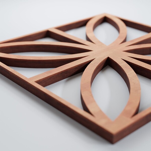 Ekena Millwork Extra Small Swansea Decorative Fretwork Wood Wall Panels, Cherry, 7 3/8"W x 7 3/8"H x 3/8"T - WALW08X08X0375SWNCH
