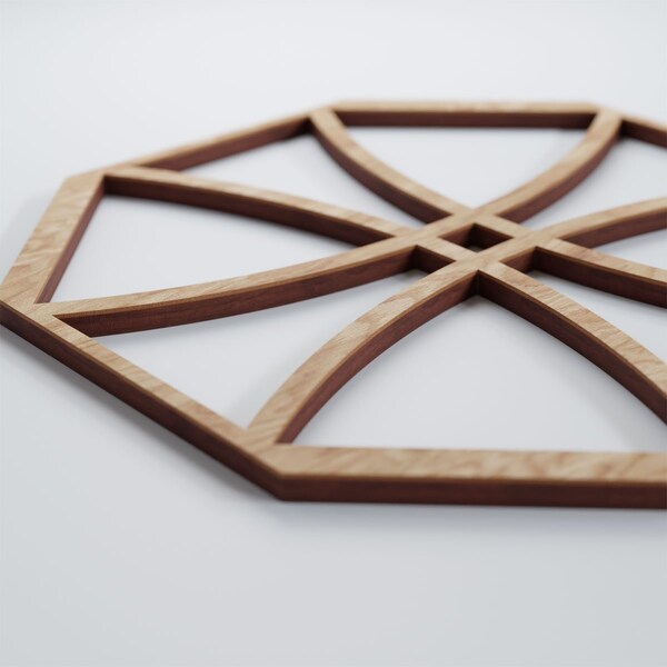 Ekena Millwork Small Haswell Decorative Fretwork Wood Wall Panels, Red Oak, 11 3/8"W x 11 3/8"H x 3/8"T - WALW12X12X0375HWLRO
