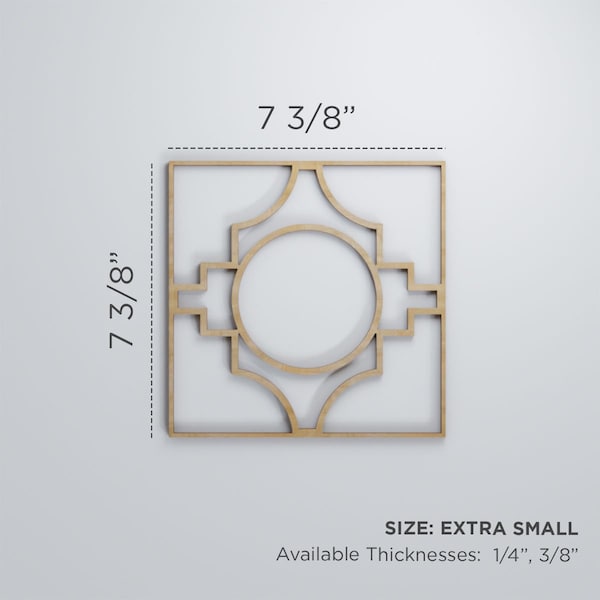 Ekena Millwork Extra Small Gypsum Decorative Fretwork Wood Wall Panels, Hickory, 7 3/8"W x 7 3/8"H x 3/8"T - WALW08X08X0375GYPHI