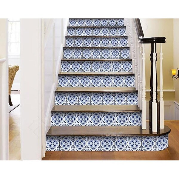 Homeroots 5 x 5 in. Blue Mia Peel & Stick Removable Tiles - 400131