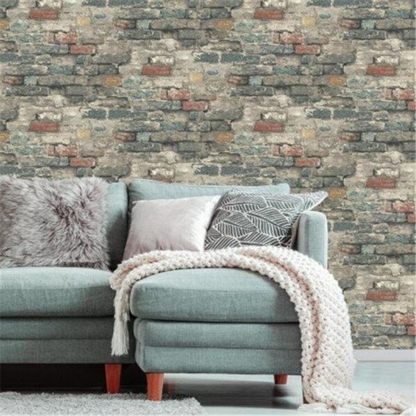 Comfortcorrect Brick Alley Peel & Stick Wallpaper; Blue - CO482691