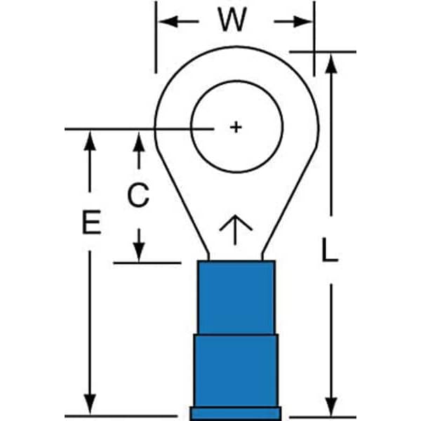 Terminal de anillo de nylon 16-14 AWG, 1/4" Stud, paquete de 1000 - MNG14-14R/SK