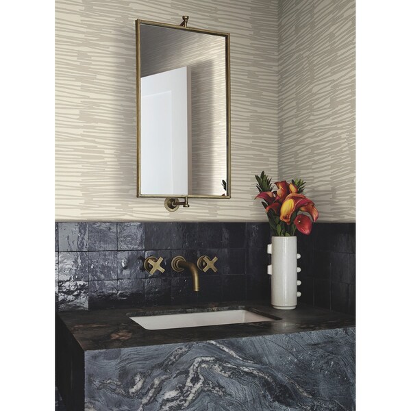 York Wallcoverings Water Reed Thatch Linen and Silver Wallpaper - AG2093