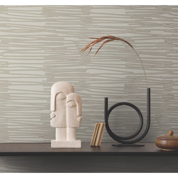 York Wallcoverings Water Reed Thatch Linen and Silver Wallpaper - AG2093