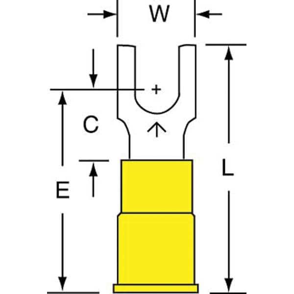 Terminal de horquilla de bloque de vinilo de 12-10 AWG #10 Stud PK500 - MVU10-10FBK