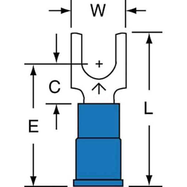 Terminal de horquilla de bloque de vinilo de 16-14 AWG para perno #10, paquete de 1000 - MVU14-10FBK