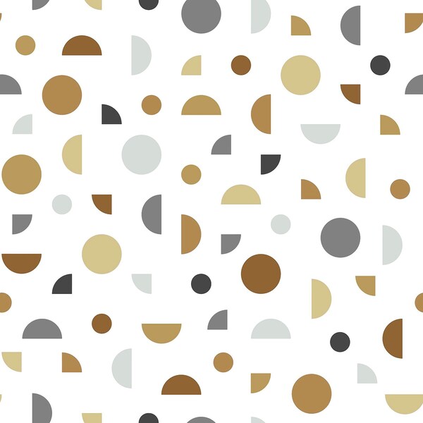 Manhattan Comfort Inglewood Marilee Neutral Circles 33 ft L X 209 in W Wallpaper - BR4060-139278