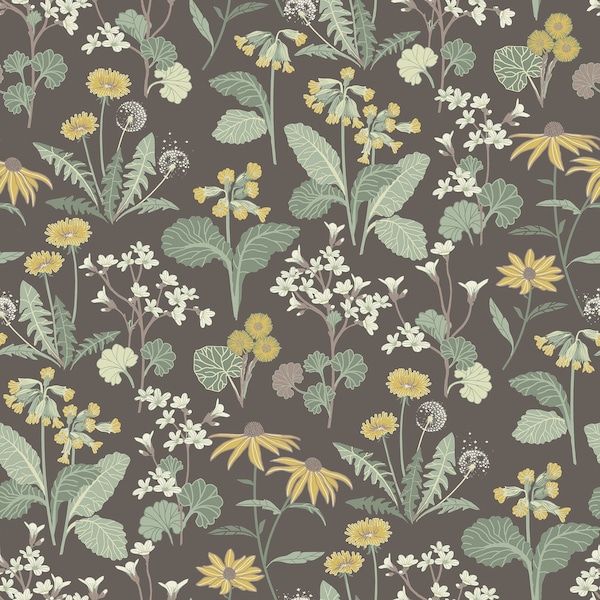 Manhattan Comfort Madison Magdalena Charcoal Dandelion 33 ft L X 209 in W Wallpaper - BR4080-92133