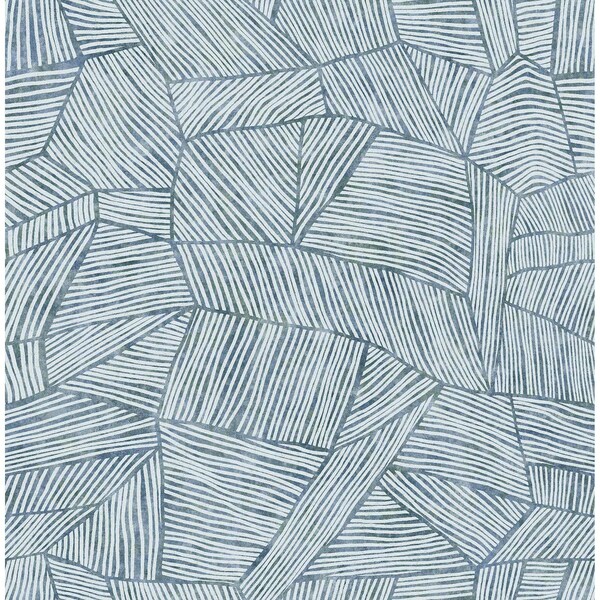 Manhattan Comfort Marignane Aldabra Blue Textured Geometric 33 ft L X 205 in W Wallpaper - BR4014-26401
