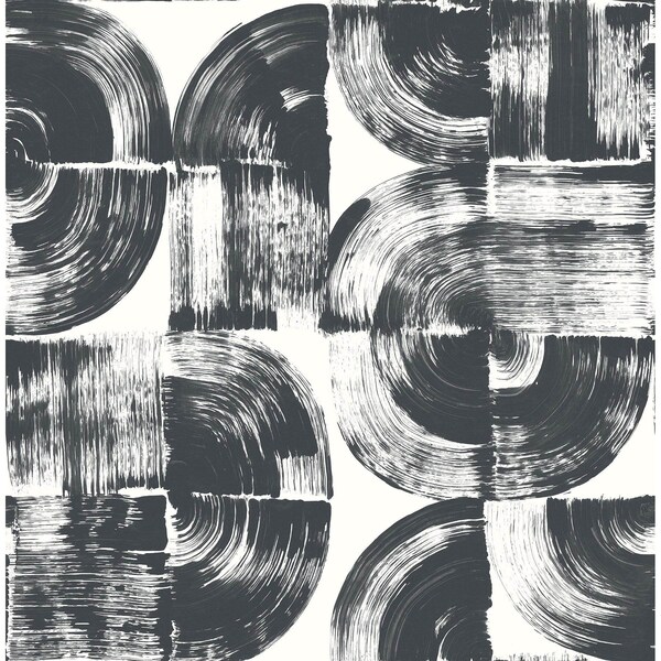 Manhattan Comfort Matoury Giulietta Black Painterly Geometric 33 ft L X 205 in W Wallpaper - BR4014-26404
