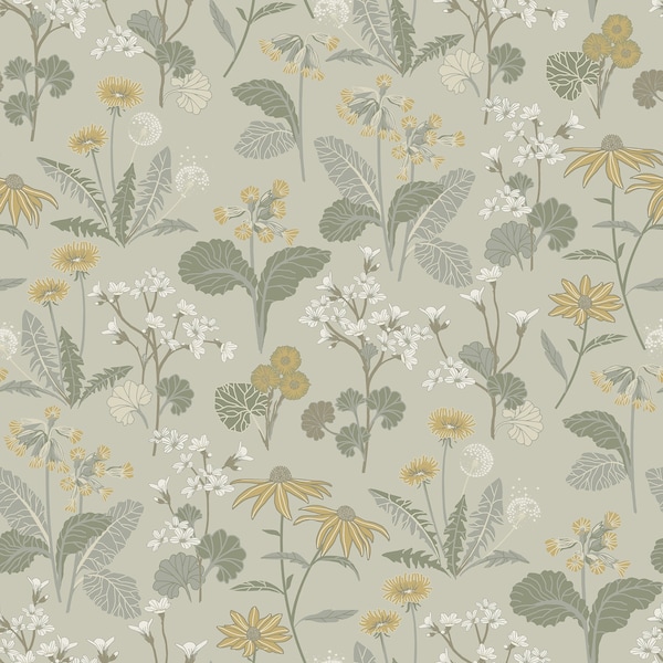 Manhattan Comfort Madison Magdalena Light Green Dandelion 33 ft L X 209 in W Wallpaper - BR4080-92134