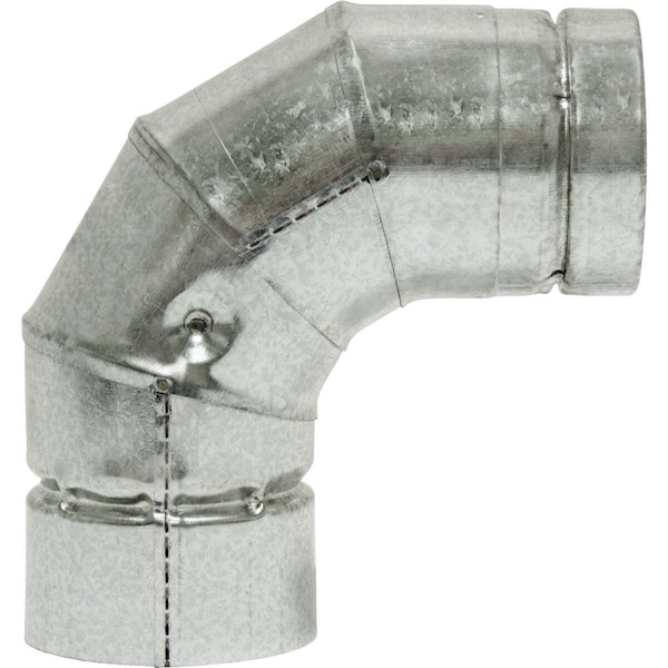 Selkirk VP PELLET PIPE Stove Pipe Elbow, 90 deg Angle, 3 in, Stainless Steel, Galvanized - 243231