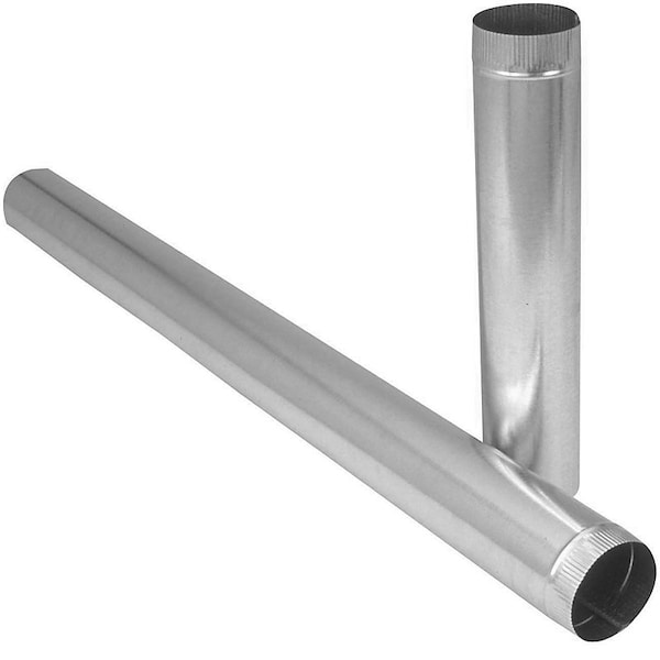Imperial Duct Pipe, 7 in Dia, 24 in L, 28 Gauge, Galvanized Steel, Galvanized - GV0395