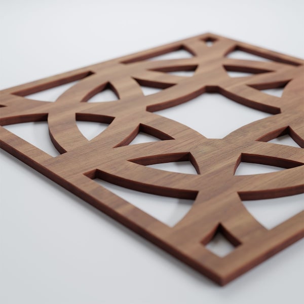 Ekena Millwork Medium Brownsville Decorative Fretwork Wood Wall Panels, Walnut, 15 3/8"W x 15 3/8"H x 3/8"T - WALW16X16X0375BNEWA