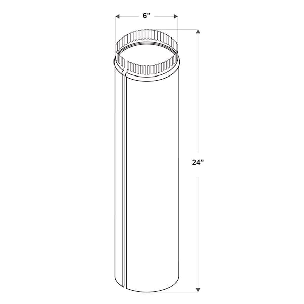 Imperial Mfg Imperial 6 in. D X 24 in. L Galvanized Steel Furnace Pipe - GV0379